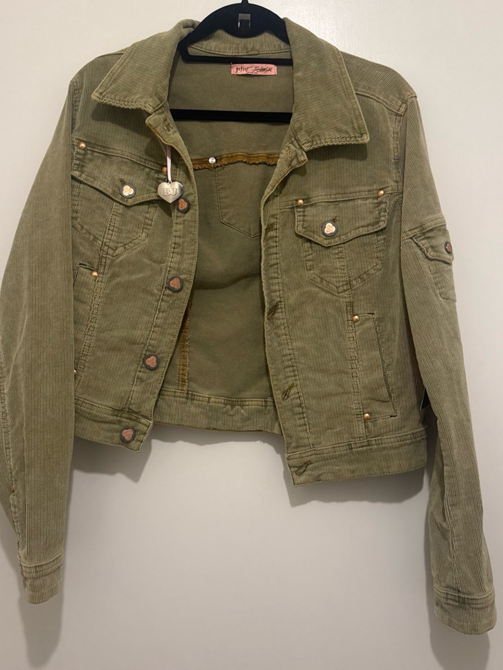 Y2K Betsey Johnson Olive Corduroy Trucker Jacket - Women's